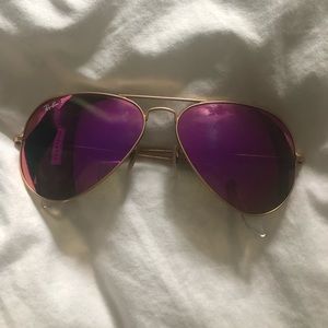 Pink Reflector Ray Ban Aviators (Polarized)